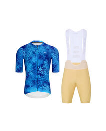 HOLOKOLO Cycling short sleeve jersey and shorts - RUSTLE - beige/blue